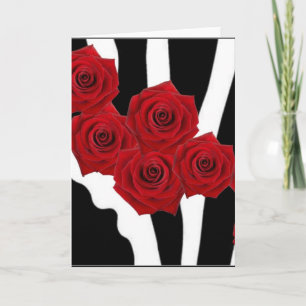 CARTE ROSES ROUGES SUR LA COPIE NOIRE ET BLANCHE DE