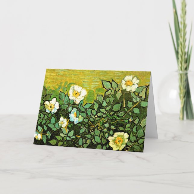 Carte Roses sauvages, belle peinture de Vincent van Gogh (Devant)