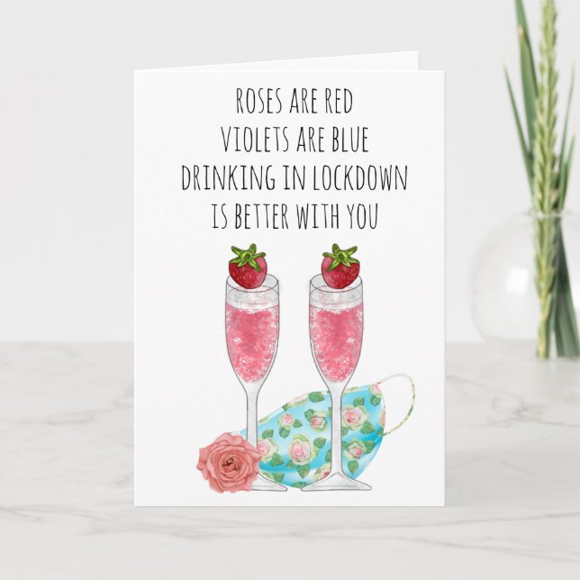 Carte Roses sont rouges drôle confinement quarantaine (Devant)