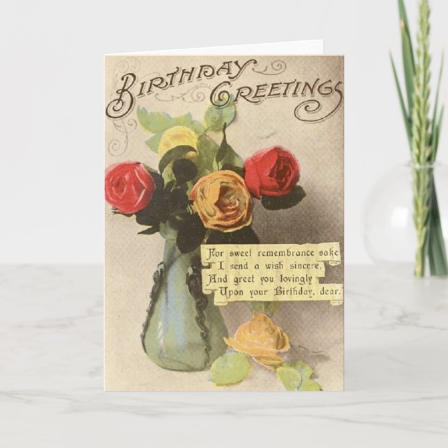 Carte Roses victoriens Love Birthday Greeting Card (Devant)