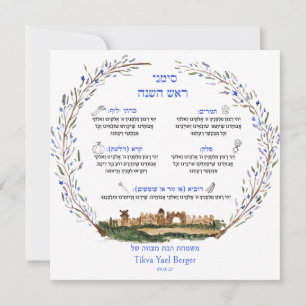 Carte Rosh Hashana Simanim Bénédiction juive Nouvel An