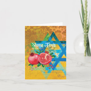 Carte Rosh Hashanah Nouvel An juif - Etoile et Pomegrana