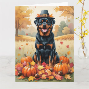Carte Rottweiler À L'Automne Quitte L'Art Thanksgiving
