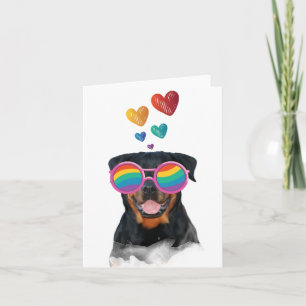 Carte Rottweiler Chien avec Coeurs Saint-Valentin