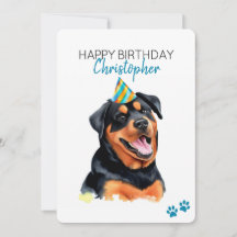 Rottweiler Chien Personnalisé Joyeux Anniversaire