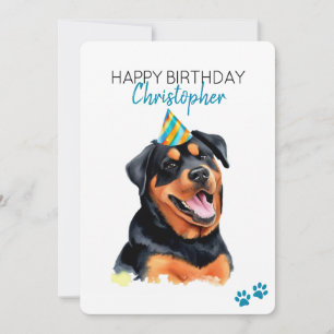 Carte Rottweiler Chien Personnalisé Joyeux Anniversaire