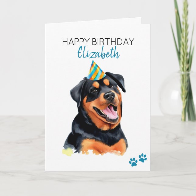 Carte Rottweiler Chien Personnalisé Joyeux Anniversaire (Devant)