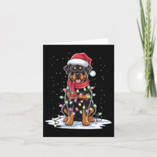 Carte Rottweiler Chien Santa Chapeau Noël Arbre Lumière