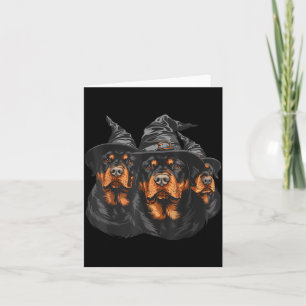 Carte Rottweiler chiens sorcière Halloween Mignon Épouva