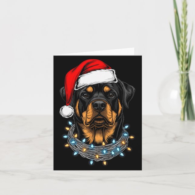 Carte Rottweiler Christmas Lights Santa Xmas Dog Lover  (Devant)