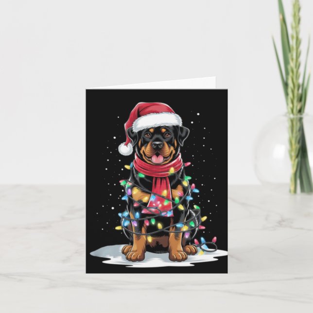 Carte Rottweiler Christmas Tree Santa Hat Lights Xmas Do (Devant)