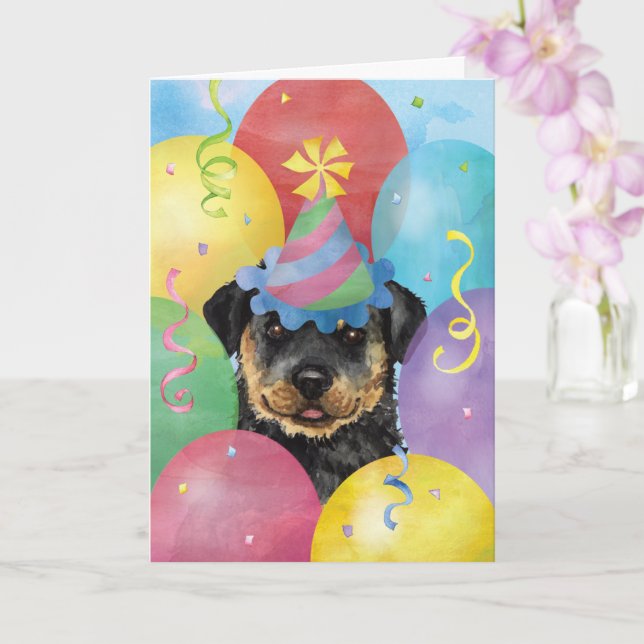 Carte Rottweiler des ballons d'anniversaire (Orchidée)