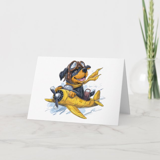 Carte Rottweiler Dog Avion Pilote (Devant)