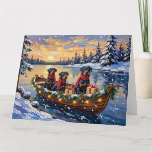 Carte Rottweiler Noël Bateau Vacances
