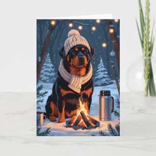 Carte Rottweiler par Campfire Rustic Winter Holiday Art