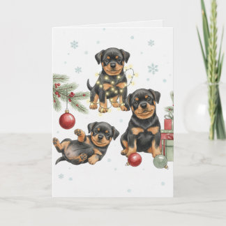 Carte Rottweiler Puppies Christmas Card