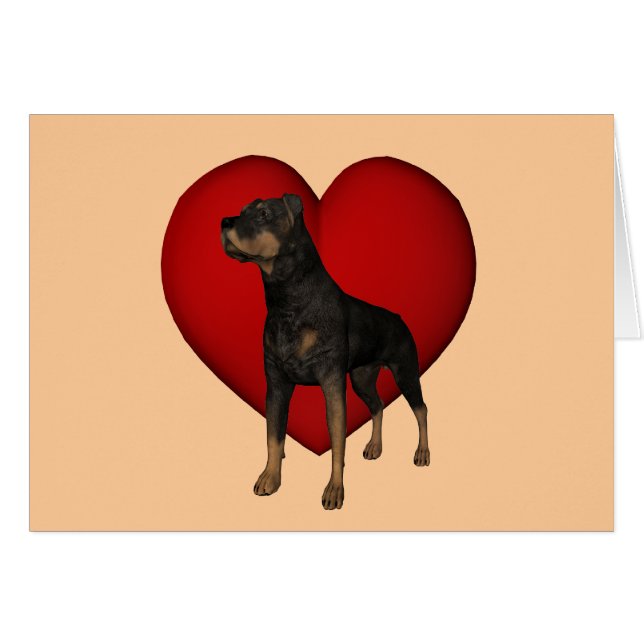 Carte Rottweiler Red Heart Dog (Devant Horizontal)