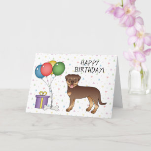 Carte Rottweiler Rouge Et Fauve Chien Mignon - Joyeux An