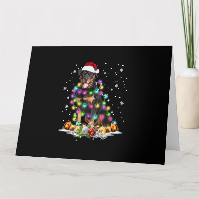 Carte Rottweiler Santa Noël Arbre Lumineux Noël (Devant)
