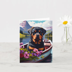 Carte Rottweiler sur une pagaie : Une aventure pittoresq