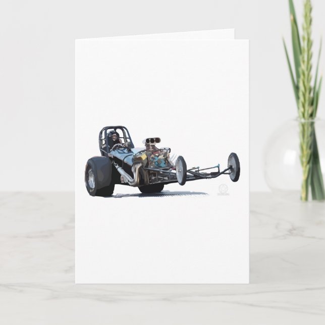 Carte Roue à dragster vintage à frondes (Devant)