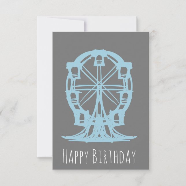 Carte Roue de Ferris Dessinée à la Main pour Anniversair (Devant)