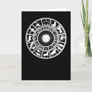 Carte Roue du zodiaque avec le soleil et les symboles d'