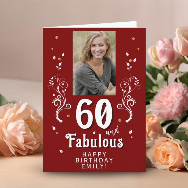 Carte Rouge 60 & Feuillage Fabuleux 60e Anniversaire Pho (Créateur téléchargé)