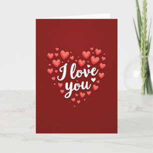 Carte rouge à coeur gonflé 'Je t'aime'