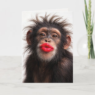 Carte Rouge à lèvres rouge d'humour d'anniversaire sur u