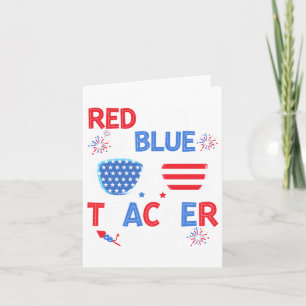 Carte Rouge Blanc &amp; bleu Équipe enseignant 4 juillet