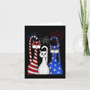 Carte Rouge Blanc Bleu Chats Usa Drapeau Feu 4 juillet