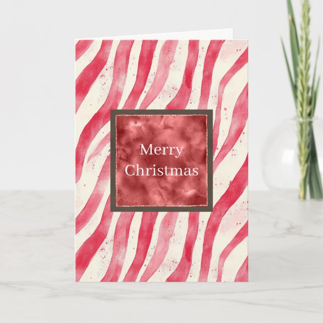 Carte Rouge Blanc Crème Rayures Menthe Poivrée Noël (Devant)