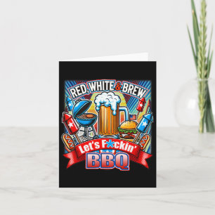 Carte Rouge Blanc Et Barbecue 4 juillet Drapeau Américai