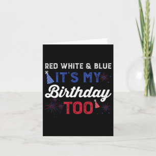 Carte Rouge Blanc et bleu C'est mon anniversaire aux fil