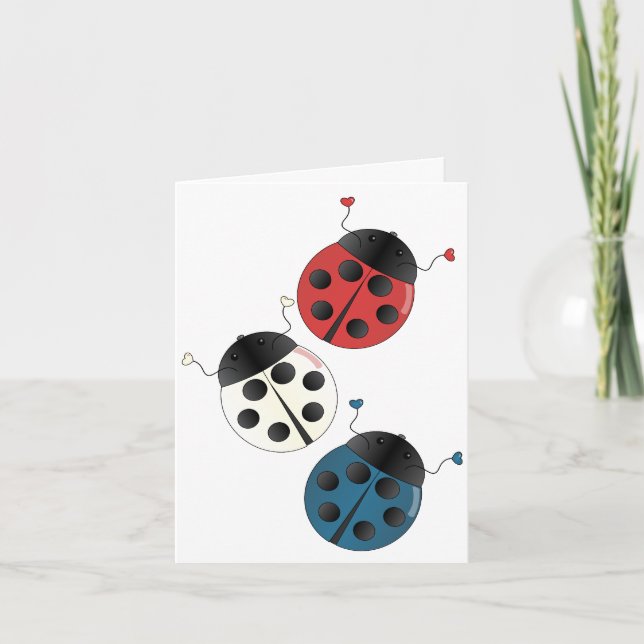 Carte Rouge Blanc et Bleu Ladybugs (Devant)