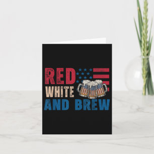 Carte Rouge Blanc Et Bris Drôle Retro Usa Bière 4 Juille