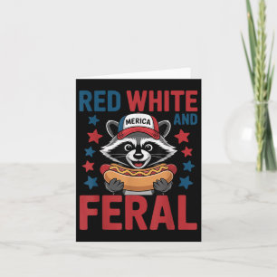 Carte Rouge Blanc Et Feral Funky Raccoon 4 juillet Parti