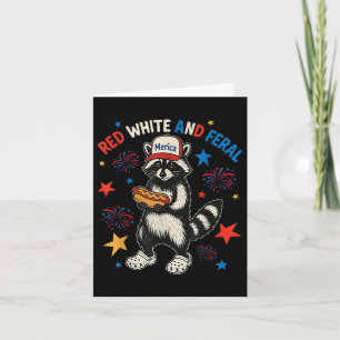 Carte Rouge Blanc Et Feral Funny Raccoon 4 juillet T-sh