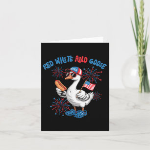 Carte Rouge Blanc Et Oie Drôle 4 juillet Patriotique Us