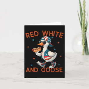 Carte Rouge Blanc Et Oie Drôle 4 juillet Patriotique Us