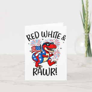 Carte Rouge Blanc Et Rawr Drôle De Dino T-rex Dinosaurus