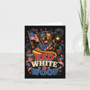 Carte Rouge Blanc Et Woof Rottweiler Patriotique Juillet