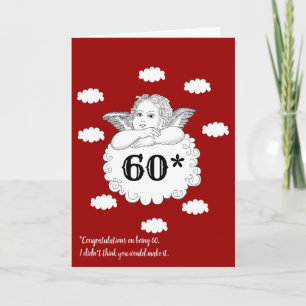 Carte Rouge Blanc Funny Cheeky Cherub Angel 60e annivers