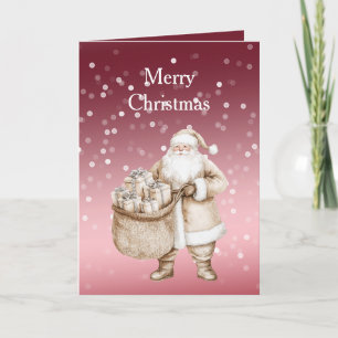 Carte Rouge Blanc Points Bokeh Noël Costume Crème Santa