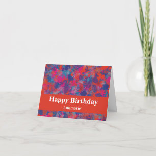 Carte Rouge, bleu et rose gouttes Abstrait Joyeux annive