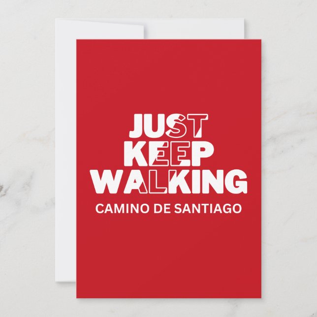 Carte rouge Camino de Santiago "Just Keep Walking" (Devant)