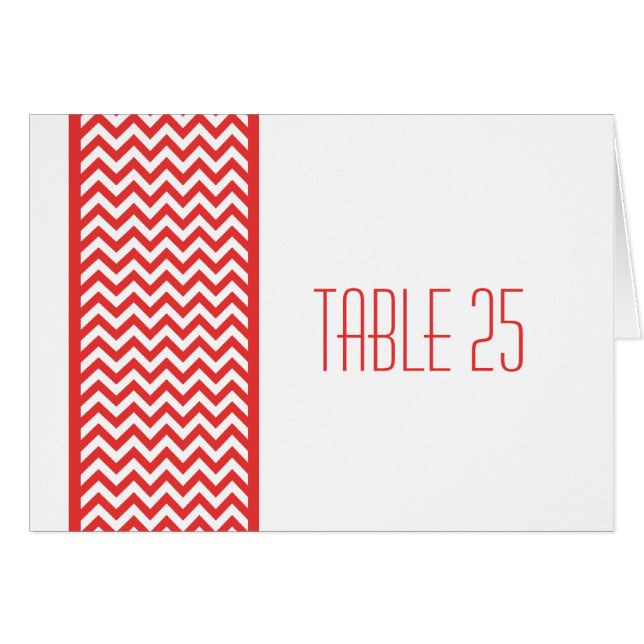 Carte rouge Chevron Bordure Table Numéro (Devant horizontal)