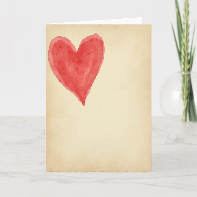 Carte rouge coeur faite main (Devant)