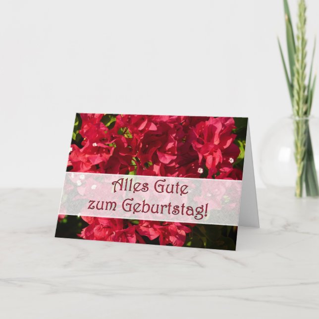 Carte rouge de bouganvillées d'anniversaire (Devant)